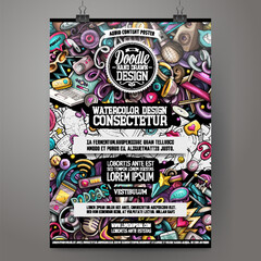 Cartoon vector doodle Audio content poster