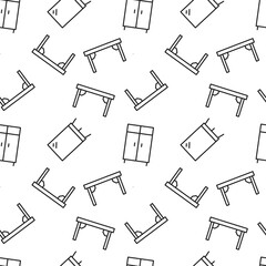 Vector repeating seamless pattern of table, mirror, closet for wallpapers, wrappers, postcards, backgrounds