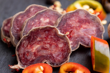 high-quality dried pork sausage with spices