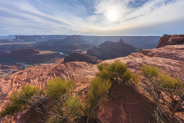 sunset at dead horse point in dead horse point state park, utah, usa