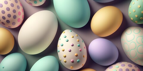 Fototapeta na wymiar Easter eggs seamless background in pale colors, easter day, easter eggs, Generative AI
