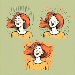 Cool, simples drawing of woman doing skincare routine - Ai Generative