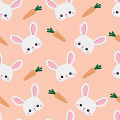 Easter pattern with a hare face and a carrot.