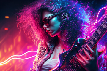 Obraz na płótnie Canvas mulher com guitarra 