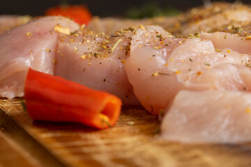Freshly washed and skinned chicken meat