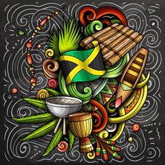 Jamaican cartoon doodle illustration. Funny Jamaica design.