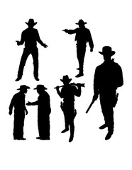 cowboy with gun action pose silhouette
