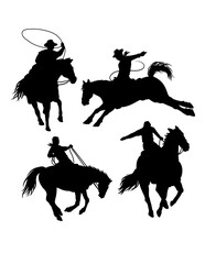 cowboy rodeo action pose riding a horse silhouette