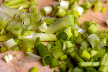 Chopped green onions for use in salads