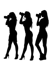 female photographer with camera action pose silhouette
