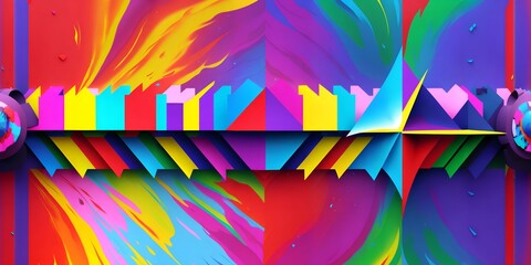 Digital ink painting in 3d splash rainbow color tone. kiakiaa style. Ai generative technology vr ready, abstract splash pattern background. 3d illustration, 3d render