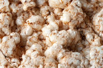 Crispbread texture. Rice crispbread close-up. Healthly food. View from above-
