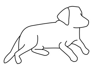 リラックスして寝そべるラブラドールレトリバーのシルエット（白）