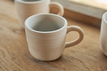 Cup potters are making in studio
