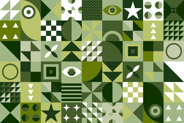 Green neo geo pattern. Abstract geometric background. Vector illustration.