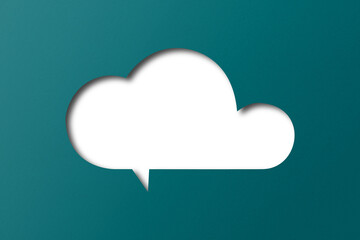 Green paper cut out shape speech bubble transparent background