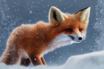 Fototapeta premium red fox in snow