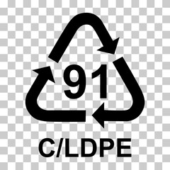 Composite symbol, ecology recycling sign isolated on white background. Package waste icon