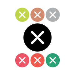 Set of Cross mark icon, X sign, simple error design vector illustration, false choice symbol