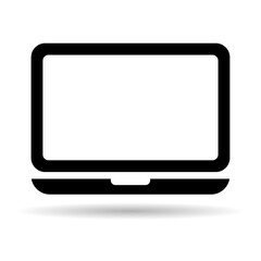 Laptop flat web icon shadow, notebook computer technology symbol , blank display vector illustration