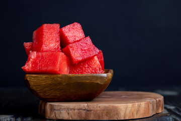 Sliced sweet watermelon of red color