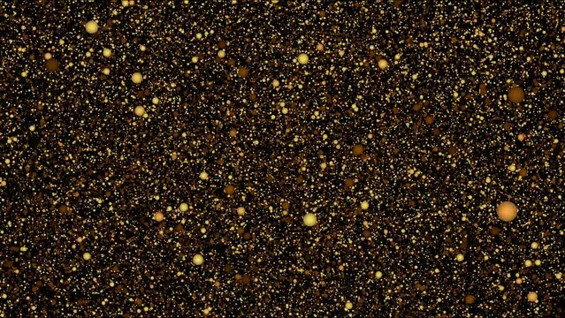 video golden sparkle particles in random motion