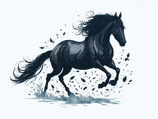 Grace in Motion: A Majestic Black Horse Running Free