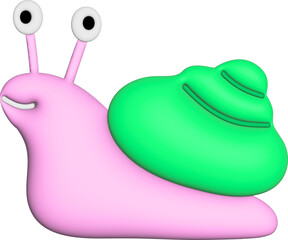 Pink and green snail
