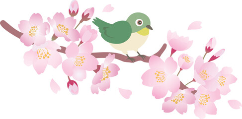 Obraz premium Ê°ú„ÅÆÊûù„Å´„Å®„Åæ„Çã„É°„Ç∏„É≠„ÅÆ„Ç§„É©„Çπ„Éà