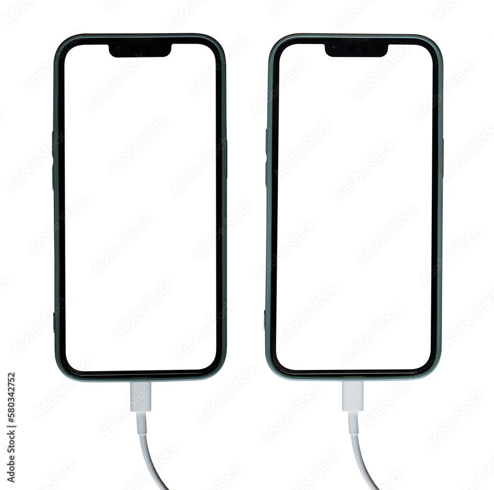 Canvas Prints mockup of smartphone with blank screen isolated on transparent background png file. charging a mobil