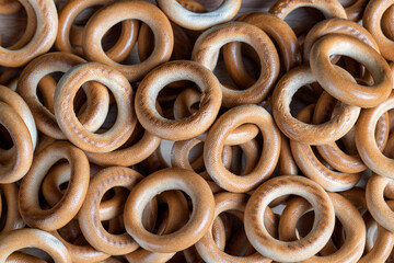 solid flour product bagels, close up