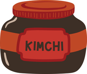 Doodle Kimchi Korean Seasoning Bottle Illustration