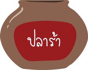 Doodle Pickled Fish Plara Jar Thai Seasoning Bottle Illustration