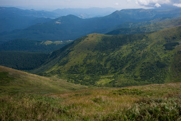 Naklejka premium Carpathian Majesty: Hoverla Mountain and Surrounding Natural Wonders