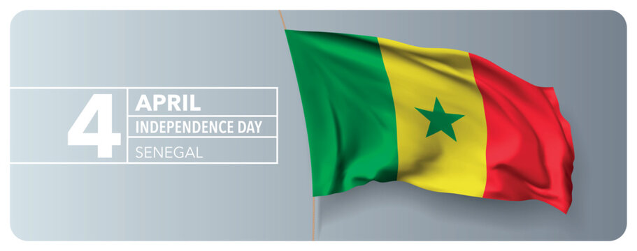 Senegal happy independence day greeting card, banner vector illustration