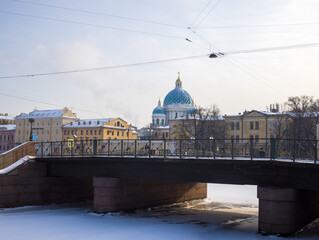 View of the Cathedral of the Holy Trinity in winter
