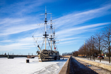 View of the frigate Grace in winter