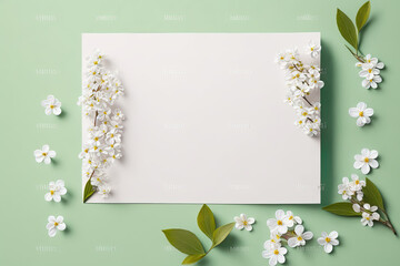 Obraz na płótnie Canvas spring image with blank space for writing and flowers - generative ai