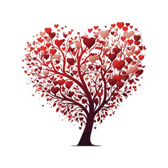 Obraz na płótnie Canvas Vector Love tree with hearts illustration on white background