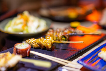 Japanese restaurant with lots of different grilled Skewer