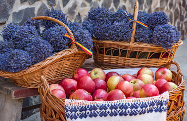 basket of lavender and apples