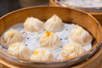 Chinese style steamed soup bun in restaurant