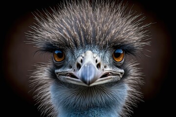 Striking Close-up Portrait of a Wild Ostrich: An Animal Born for Speed in Its Native Africa. Generative AI