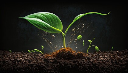 New Life Taking Root: The Growth of a Corn Plant in Fertile Soil with Nitrogen, Boron, Phosphor, and Calcium. Generative AI - obrazy, fototapety, plakaty