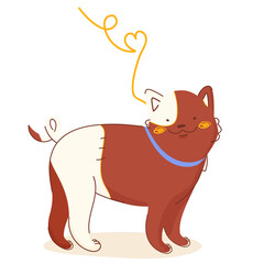 cute dog with a collar on a white background.isolated domestic puppy.Vector illustration for print,postcards,logo,avatar