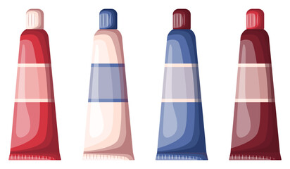 Set of tubes with ointment. Medicine, pharmacy and healthcare concept. Isolated vector illustration for flyer, poster, banner.