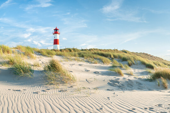 Lighthouse at the dune beach, Sylt, Schleswig-Holstein