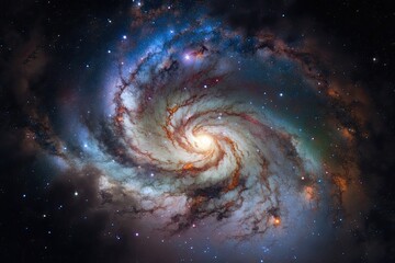 Milky Way galaxy in the cosmos, containing stars and cosmic dust. Generative AI