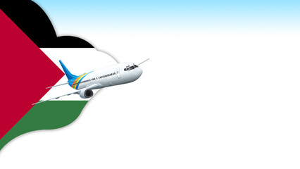 Fototapeta premium 3d illustration plane with Palestine flag background for business and travel design