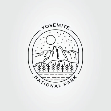 yosemite national park line art logo vector illustration design